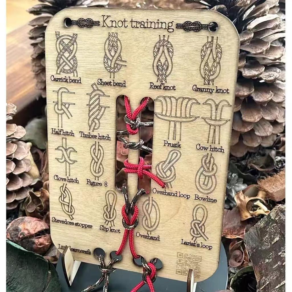 1 Set Knotenbinde-Trainingsbrett mit Seil Lern-Übungsset für Erwachsene Outdoor-Survival Pädagogisches Camping-Knotenbindewerkzeug