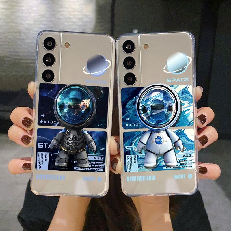 Transparente Hülle für Samsung Galaxy S22 S20 FE S21 S10 S9 Plus Note 20 Ultra 10 Lite 9 Weiche TPU Handyhülle Mechanischer Astronaut Weltraum
