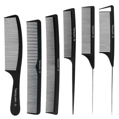 Pieptene de modă, negru, cu dinți fini, ace din metal, antistatic, stil de păr, pieptene cu coadă de șobolan, pieptene din plastic, pentru frizer, instrumente pentru coafarea părului.