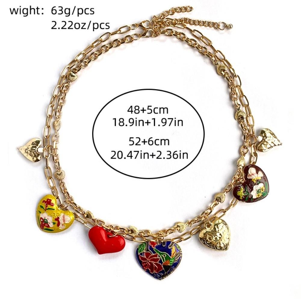 Gold Multi-Layer Enamel Necklace Unique Bohemian Collarbone Chain Women