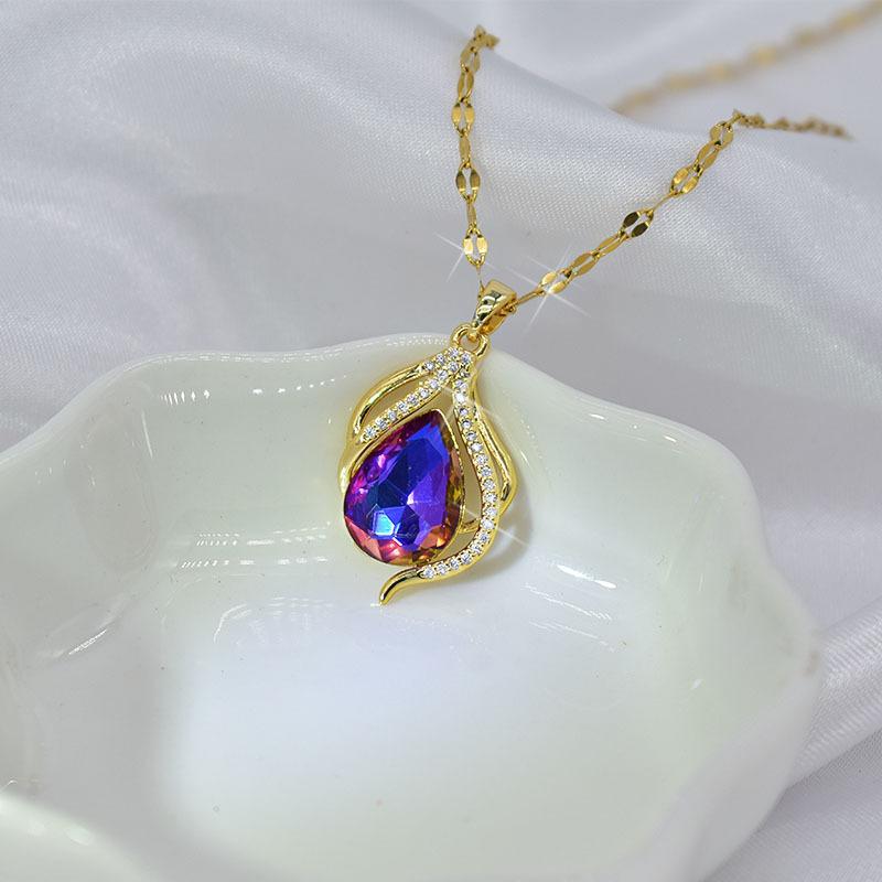 

Женское ожерелье с цветным цирконием и каплями воды Женские аксессуары Premium Sense Simple из титановой стали Простая цепочка на ключицу