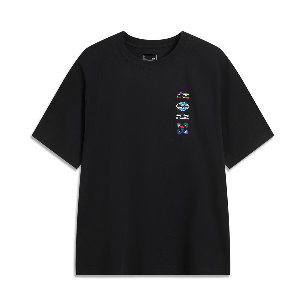 Li Ning Sports Life Collection T Shirt Unisex Black AHSVE87-1