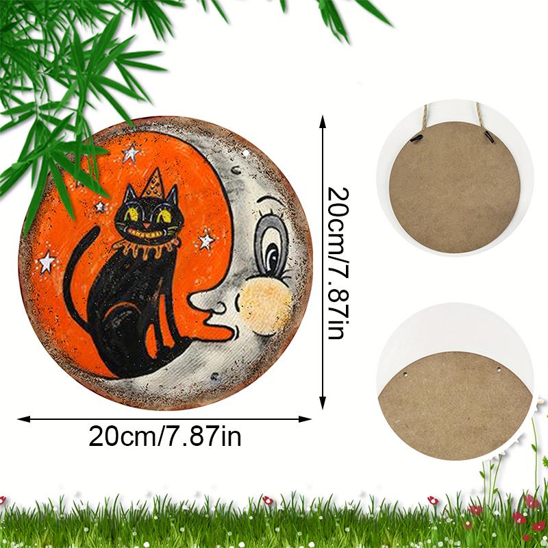 

1 шт. Хэллоуинская настенная табличка ручной работы Экологичный декор на Хэллоуин Деревенское деревянное украшение на Хэллоуин Деревянная табличка 20x20 см 20*20