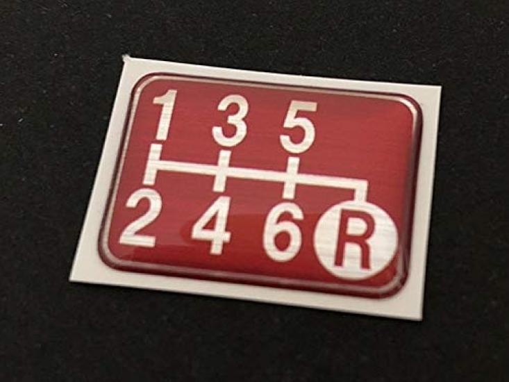 Tuningfan Shift Pattern Lower Right for Manual Transmission Emblem, Red, R, 6-Speed Vehicles, SPE-R602