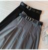 High-Grade Pleated Grey Skirt for Petite Women - High Waist, Mid-Length, Spring & Autumn 2025