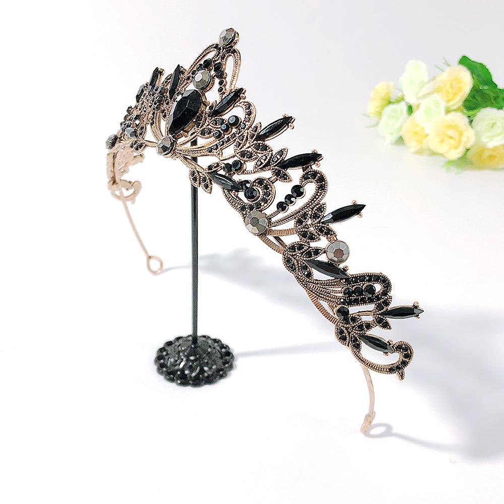 Baroque Retro Black Luxury Crown Bridal Tiara Wedding Dress Birthday Crown