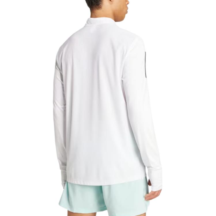 adidas Own The Run Felpa con Zip a Mezza Lunghezza Maglietta Sportiva a Manica Lunga da Uomo Top Bianco IV5423