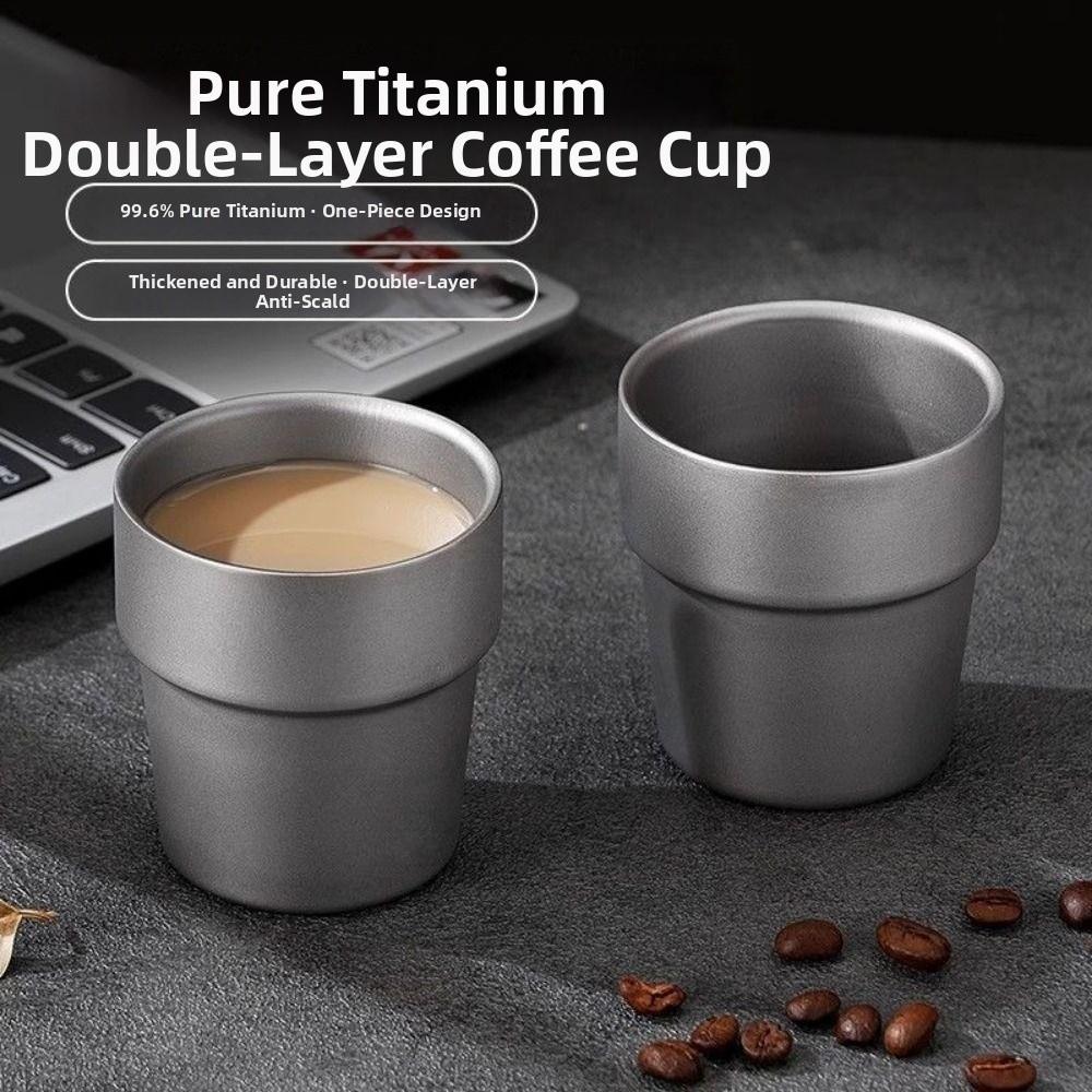 Double Wall Titanium Alloy Cup Lightweight Outdoor Drinking Cup Home or Outdoor