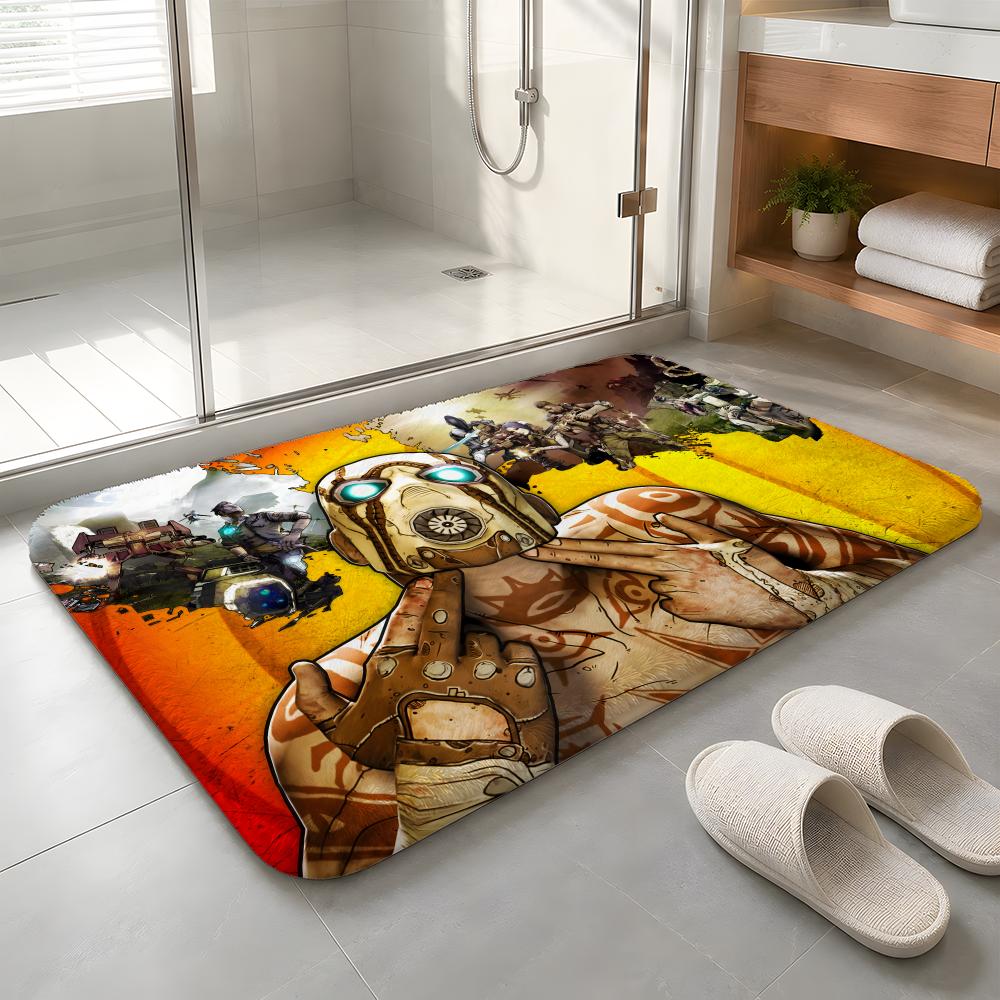 Classic B-Borderlands-Games Floor Mat Machine Washable Soft Flannel Area Rug, Non-Slip Absorbent Floor Mat for Living Room