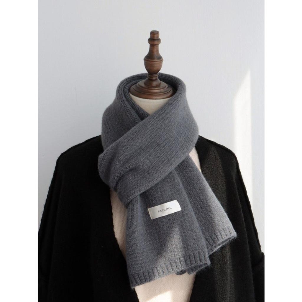 Cachecol de Fio Tricotado Cor Sólida Estilo Coreano para Mulheres, Outono e Inverno, Imitação de Caxemira, Cachecol Pequeno Quente de Inverno para Homens