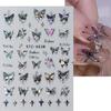 Metallic Black Butterfly Nail Art Aufkleber 3D Dark Style Charms Sliders DIY Nagelaufkleber Maniküre Dekoration