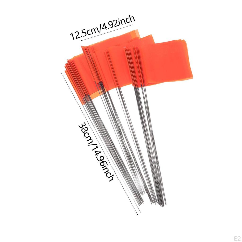 50x Oranžové značkovací vlajky Popisovatelné Praktické Prémiové Víceúčelové Značkovače Vlajky na trávník pro