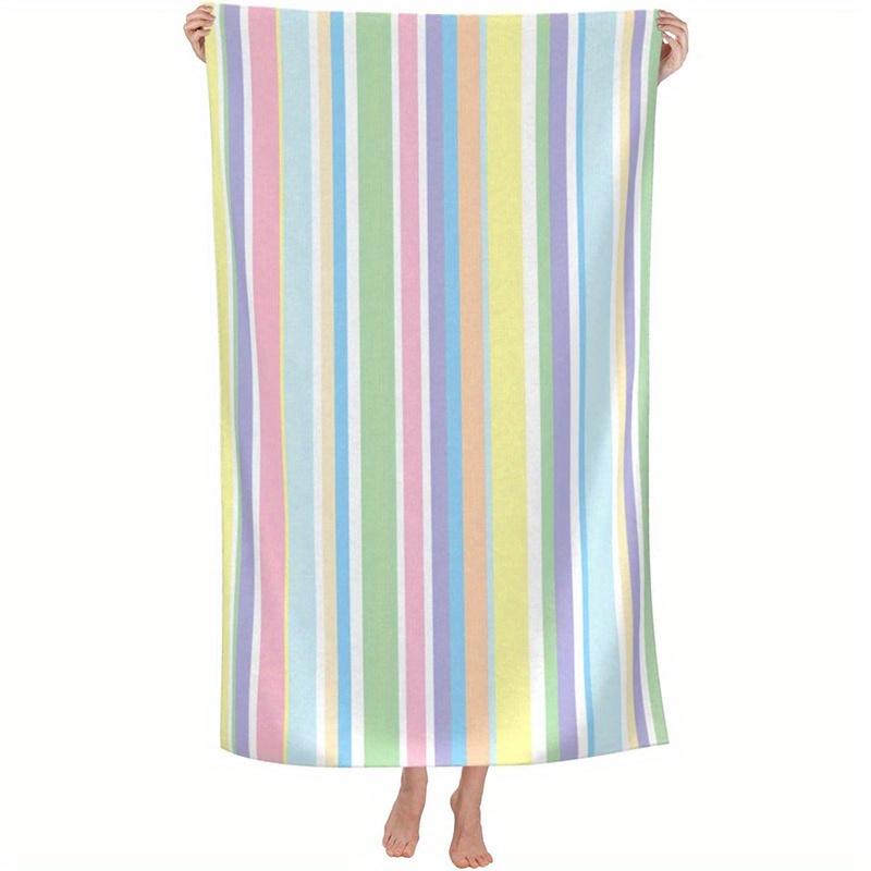 Beach Towel Colorful Stripes Printed Pattern Sun Protection Windproof Suitable For Pool Camping Travel Blanket