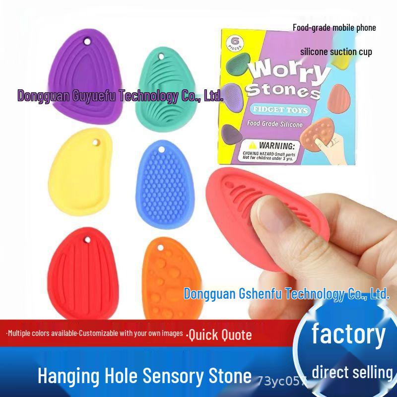 

Children s Silicone Sensory Worry Stone - Educational and Teething Toy OPP Bag Packaging [6-piece Set]