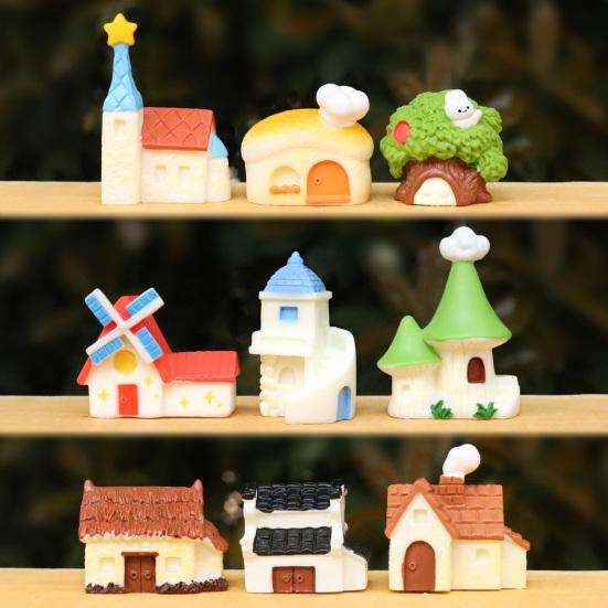 Mini House Micro Landscape Accessory Resin Miniature House Figurine Fairy Garden Ornament for Bonsai Terrarium Crafts