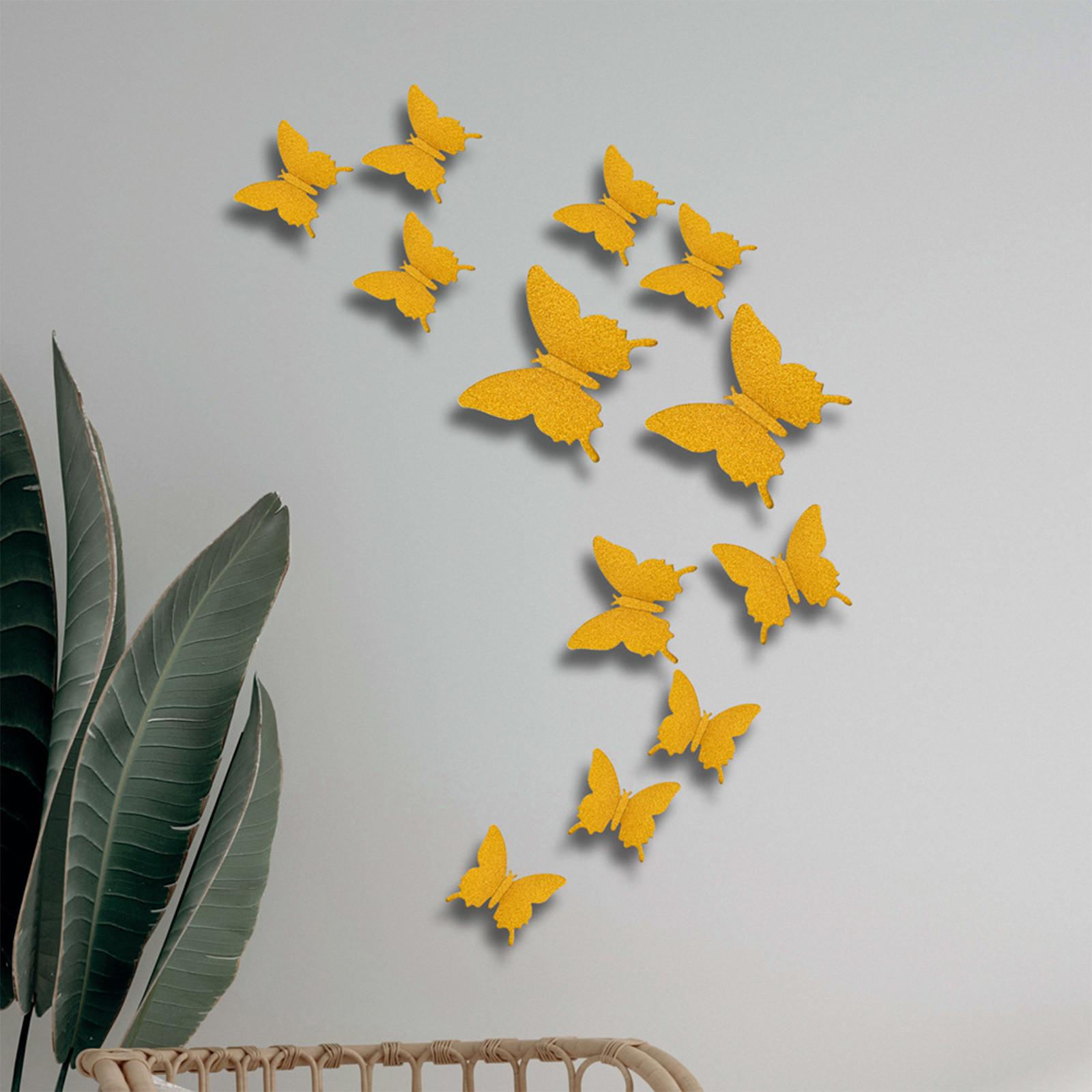 Стерео Зеркало Бабочка Украшение Бабочка Diy Домашнее Зеркало Наклейка На Стену One Size золотой