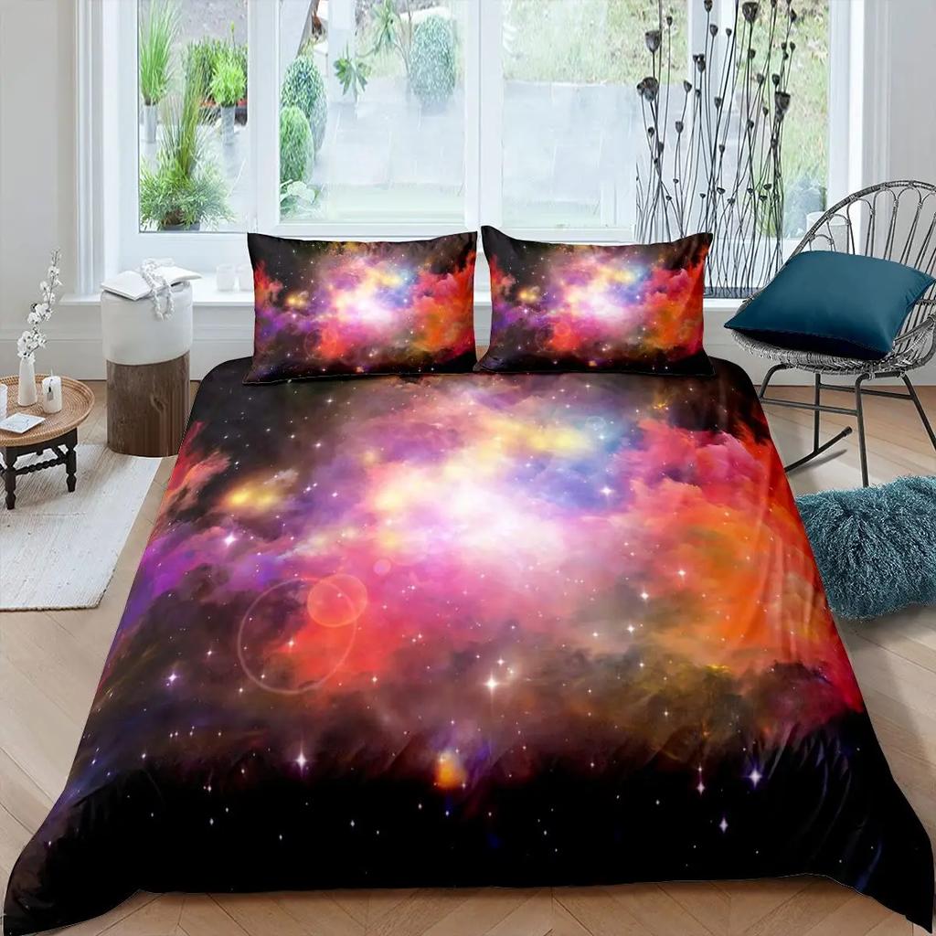 Comforter Galaxy 3D Printed Space Themed Bedding Set Kid Boy Galaxy Series Universe Pattern Polyester For Girl