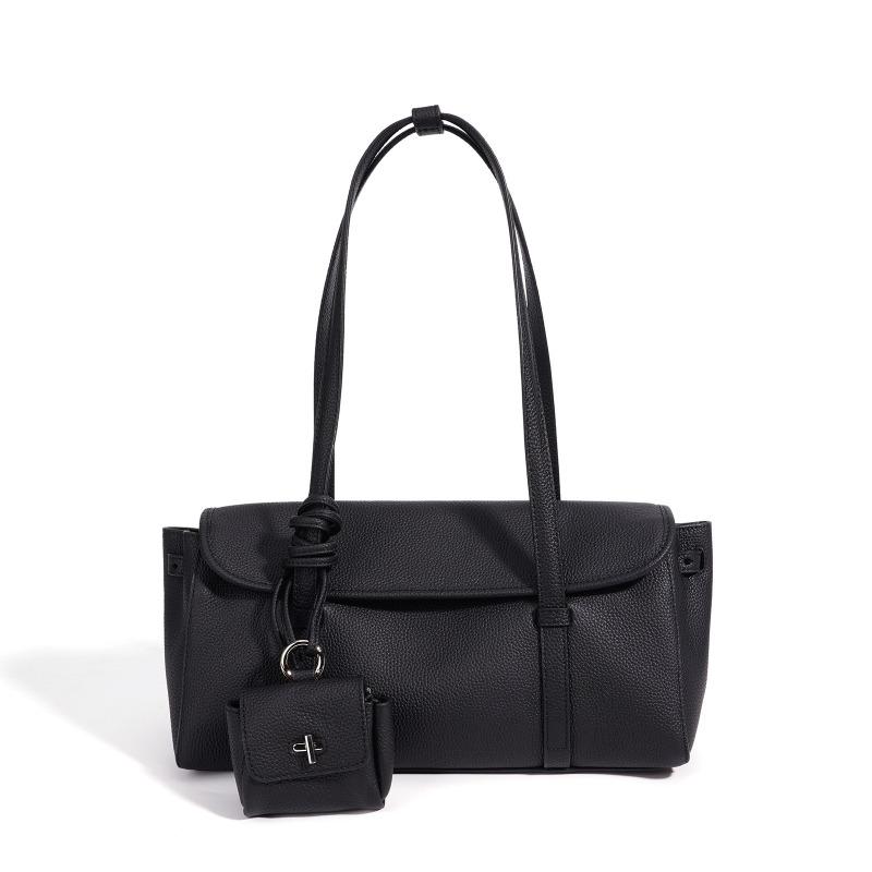 Spring and summer new lychee pattern armpit bag women's commuter versatile baguette bag niche design leather shoulder bag