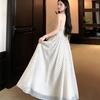 French Neck Polka Dot V-neck Dress, High-end Summer Off-the-shoulder Back Waist Temperament Dress, Fluffy Long Dress