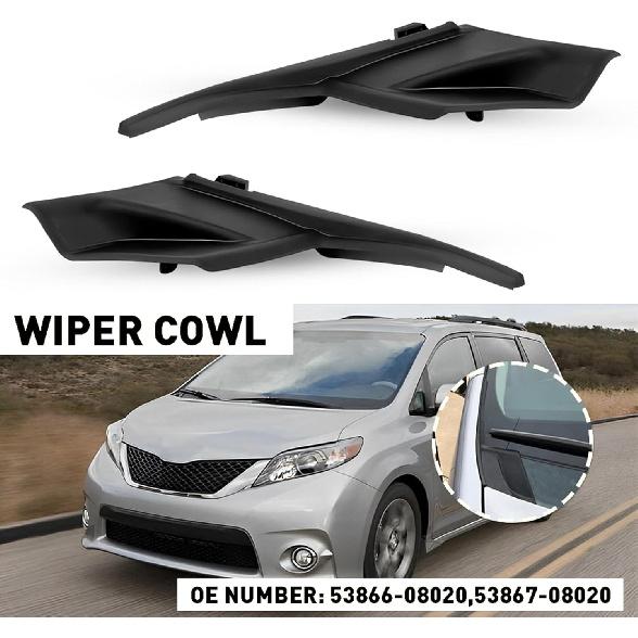 Driver Passenger Side Windshield Wiper Cowl Trim Panel Cover Compatible With Toyota Sienna 2011 2012 2013 2014 2015 2016 2017 2018   Replace