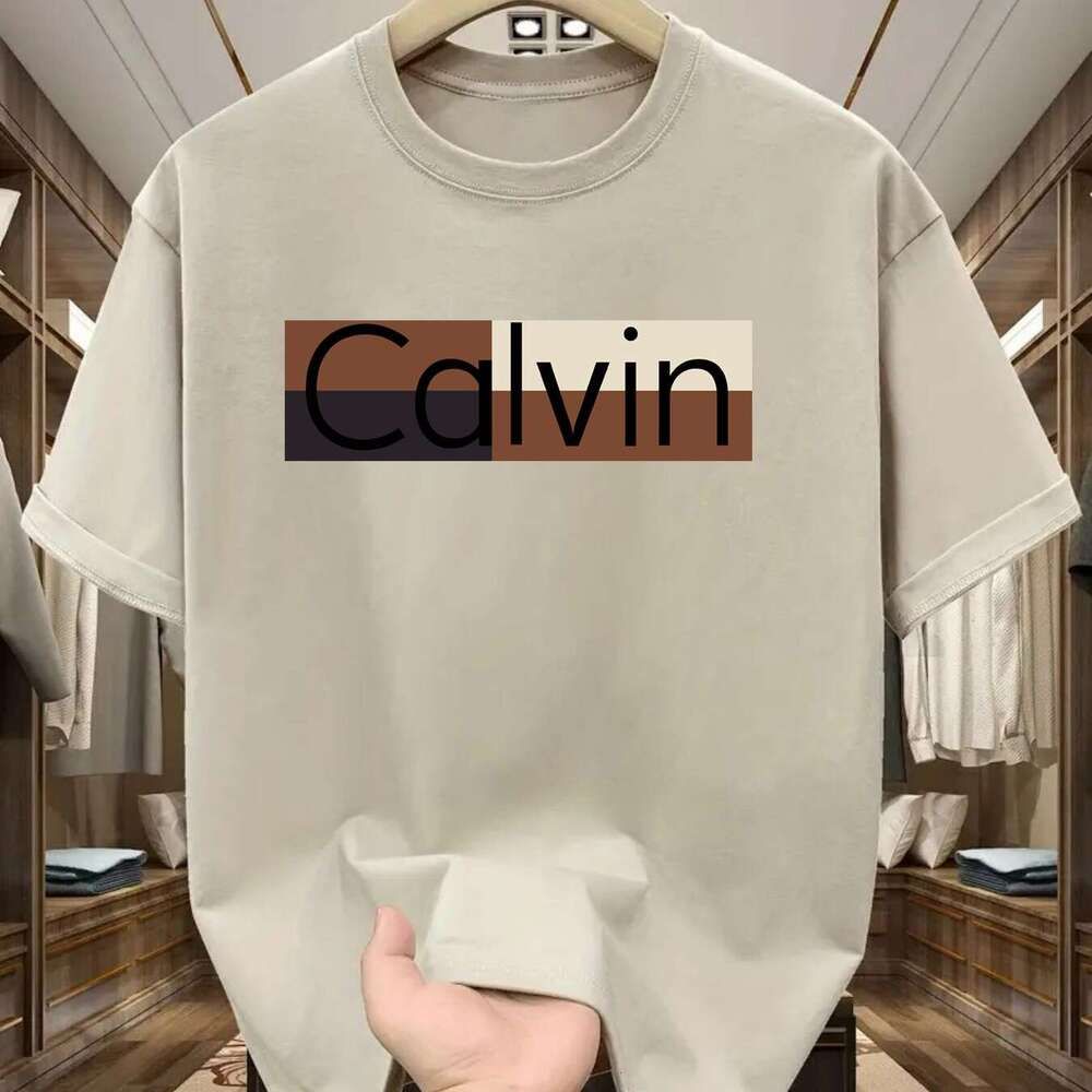 Men's Summer Polyester Fashion Casual Sports Loose Pattern Printed Round Neck Short Sleeve T-Shirt Top