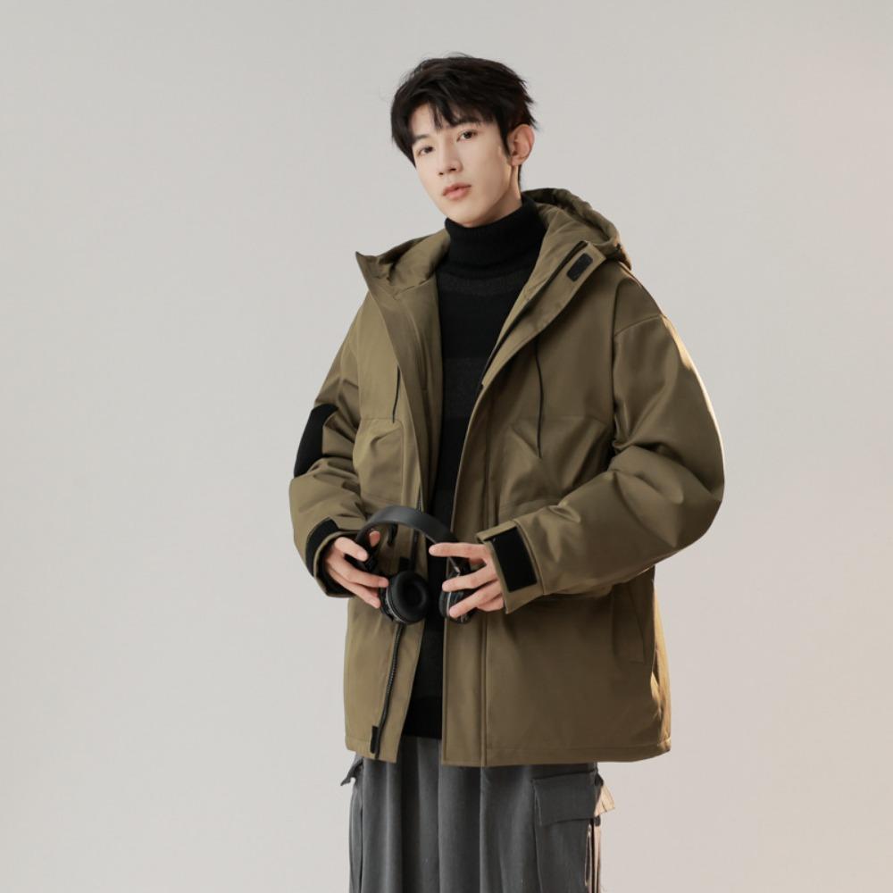 Men's autumn and winter couple cotton-padded clothes for men and women with the same trendy brand versatile hooded tooling cotton jacket