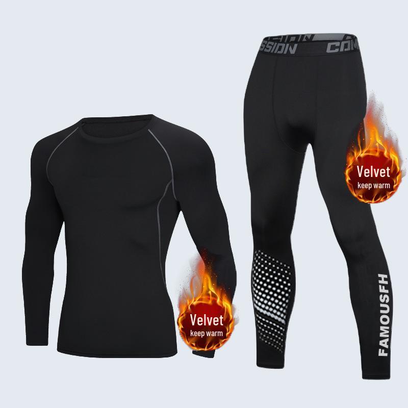 Ensemble Thermique de Compression Hivernal: Couche de base hautement élastique, à séchage rapide et chaude pour le sport et le fitness