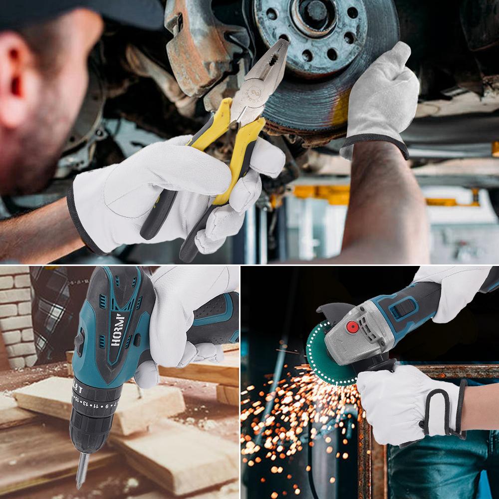 25CM Electric Welding Gloves Single-Layer Sheepskin Gloves With Adjustable Buckles Heat Insulation Wear Resistance For Welding