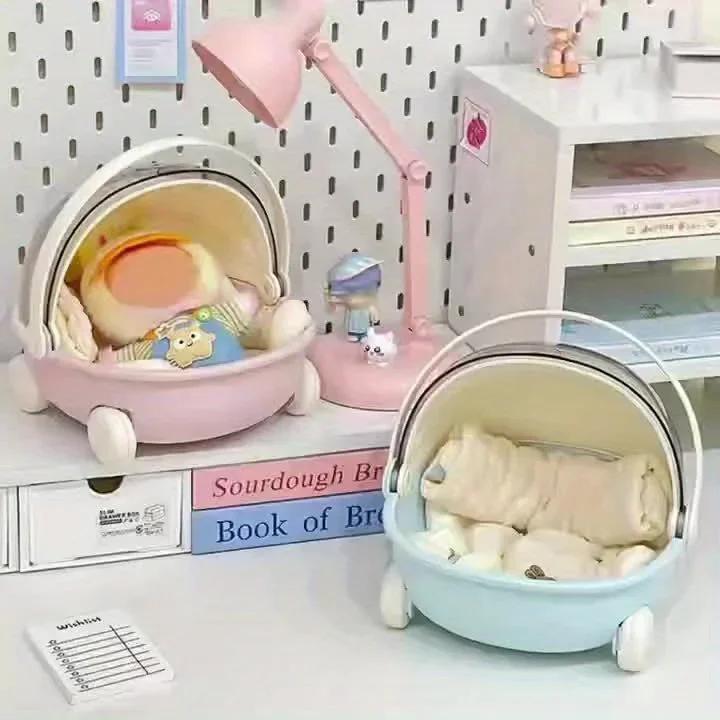 Labubu Display Box with Transparent Window and Flip Cute Pastel Collection Box Suitable Doll Storage Box (doll Not Include)