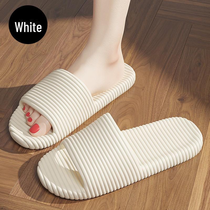 

Женские полосатые тапочки из ЭВА: Мягкая подошва нескользящие домашние сандалии для ванной комнаты для пар 24cm (36-37) белый