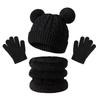 3Pcs/Set Winter Knitted Hats Scarfs Warm Bonnet Gloves Kits Children Scarf Hat Gloves Set  Outdoor