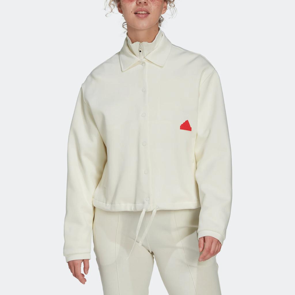 Adidas New Knit with Patch and Single Breasted Lapel Sports Jacket Women Jackets White HP1586