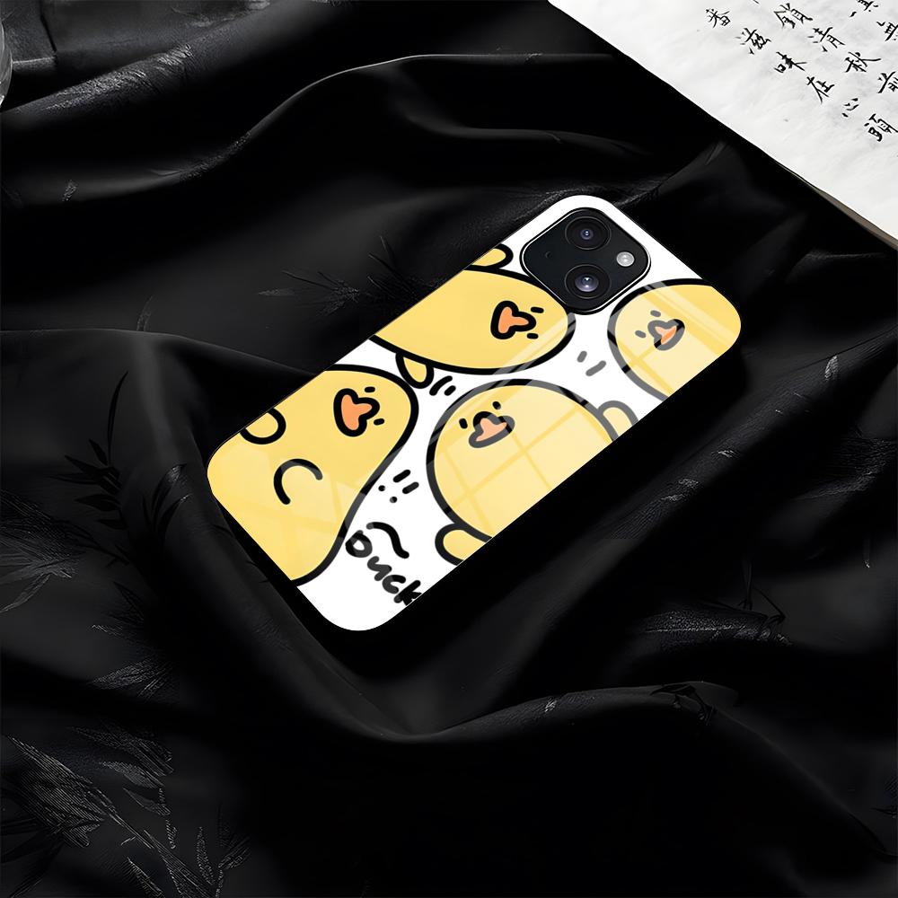 

Милый Мультяшный Утенок Чехол для Телефона Для IPhone 17 Pro Max 16 15 14 Pro Max 13 11 Plus Стеклянная Крышка iPhone 15 Plus