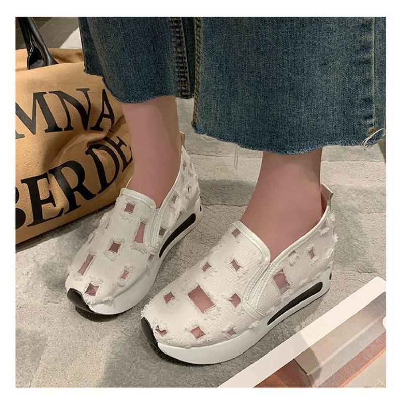 Damen Große Größen Atmungsaktive Innen-Höhenverstellende Einzelne Schuhe Sommer Neu Lässig Ein-Pedal Loafer