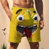Men's Beach Shorts with a Yellow Big-face Expression