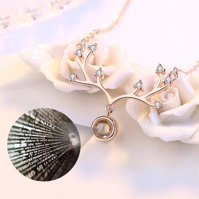 Yi Lu Has Your Necklace Female 100 Languages I Love You Clavicle Chain Projection Antlers Necklace