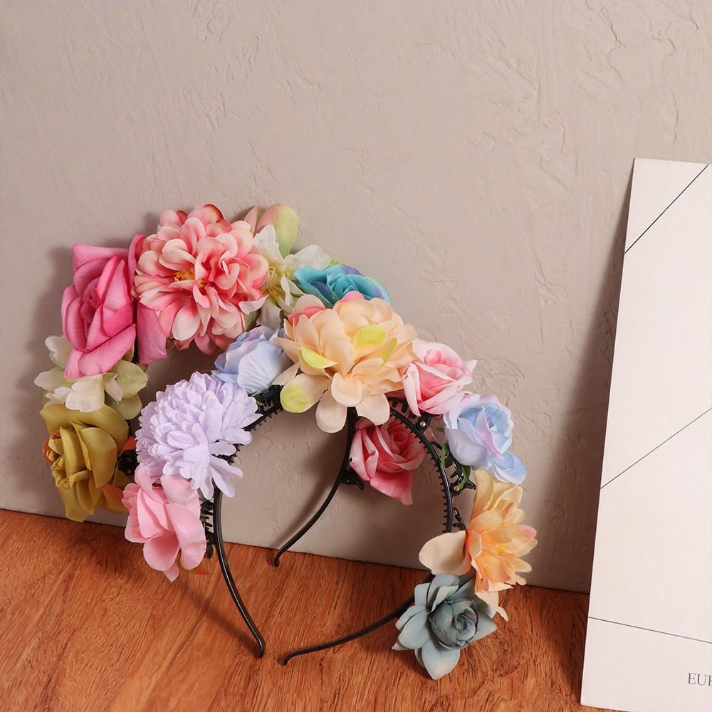Hair Hoop Floral Garland Colorful Bridal Crown Exquisite Children Flower Headband Women