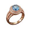 Gold Color Ring for Women Fashion Party Daily Versatile Luxury Wedding Inlaid Shiny Blue CZ Elegant Accessories Jewelry