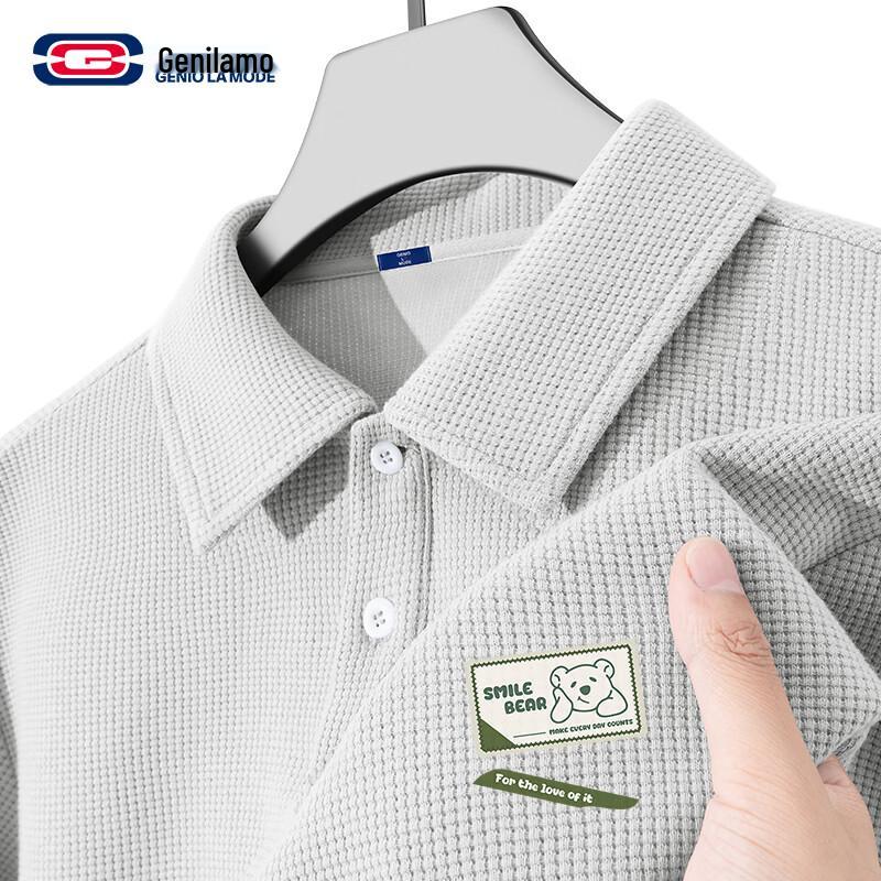 GENIOLAMODE Men s Waffle Knit Polo T-Shirt 3XL