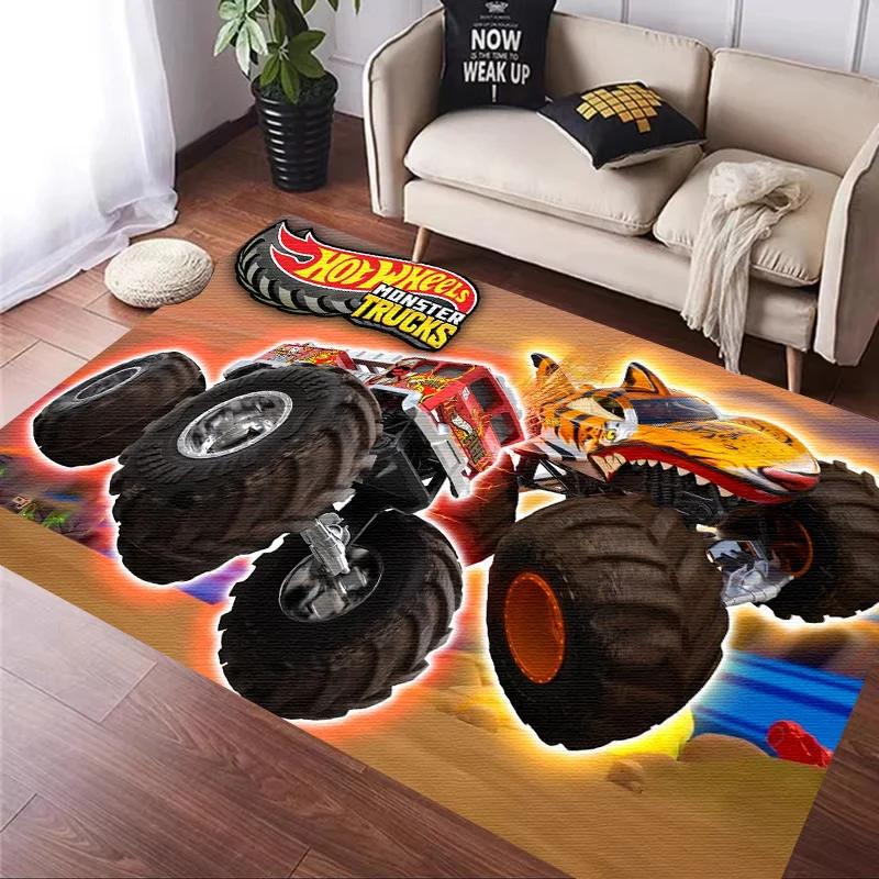 H-Hot Wheels-Themed Large Carpet Mat for Bedroom and Living Room Decor Stylish Area Rug Long Hallway Entryway Doormat Durable