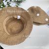 Sweet and cute blue flower straw hat female big eaves seaside sunshade summer beach sunscreen small fresh bucket hat tide