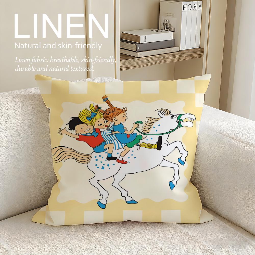Classic Pippi Longstocking Cushion Cover Pillowcase Set Pcs x x Breathable Washable Sofa Cushion Cover
