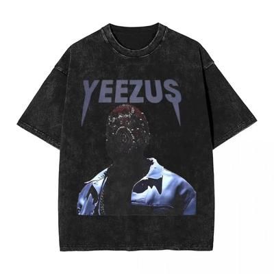 Summer  Kanye West Yeezus Album Graphic Unisex TShirt Vintage Washed Streetwear Tee with Bold Lettering Abstract Art YK