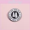 Creative Geometric Round Black And White Letter Alloy Brooch Cartoon Ghost Design Accessory For Unisex Fashion