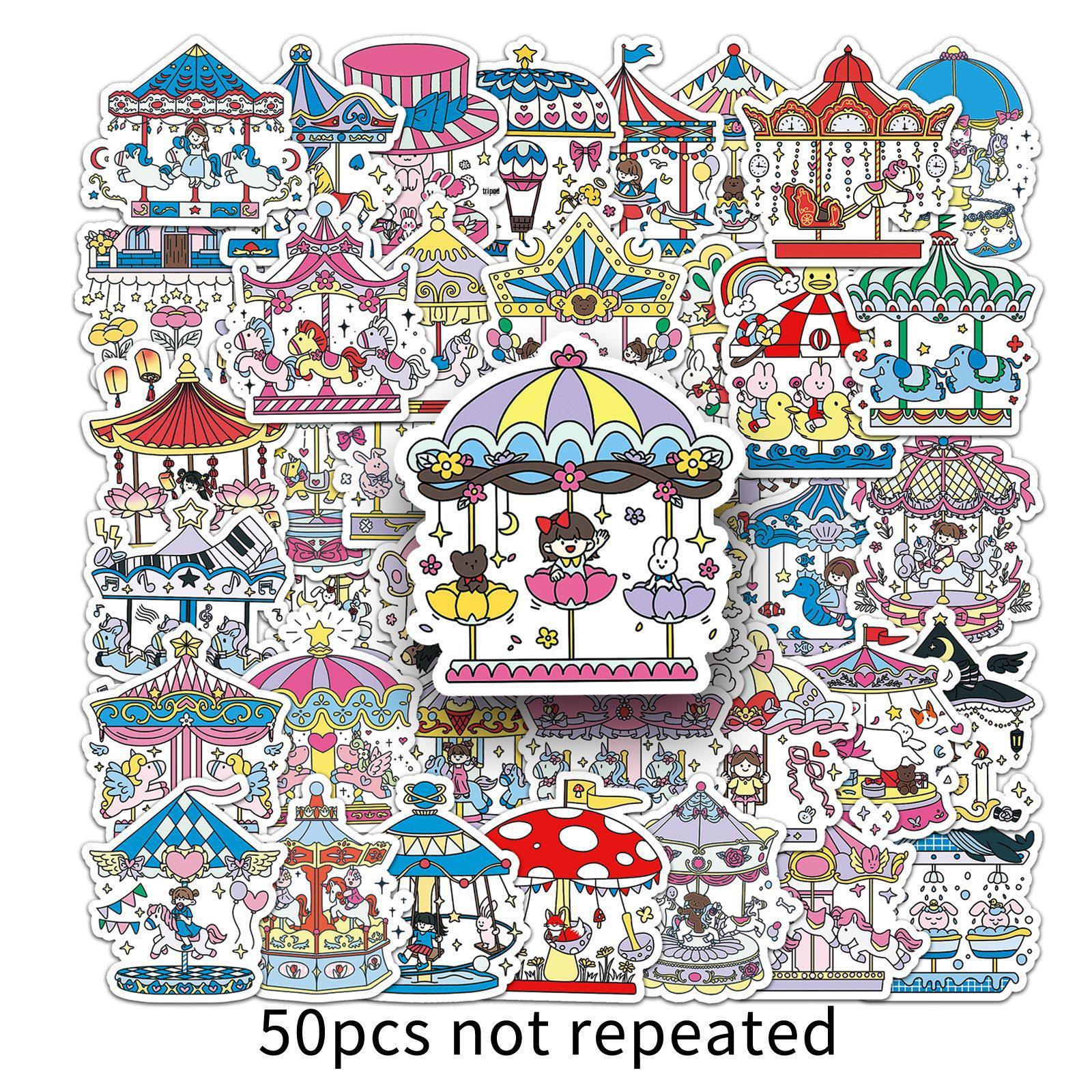 50 Cute Carousel Graffiti Cartoon Stickers for Phones & Suitcases