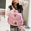 Kawaii Kids School Bag Large Capacity Cute Strawberry Embroidery Student Mochila Nylon Dots Campus Bag for Teenager Girl
