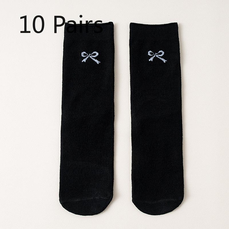10 Pairs of Female Autumn Lovely Bow Month In The Tube Pile Socks