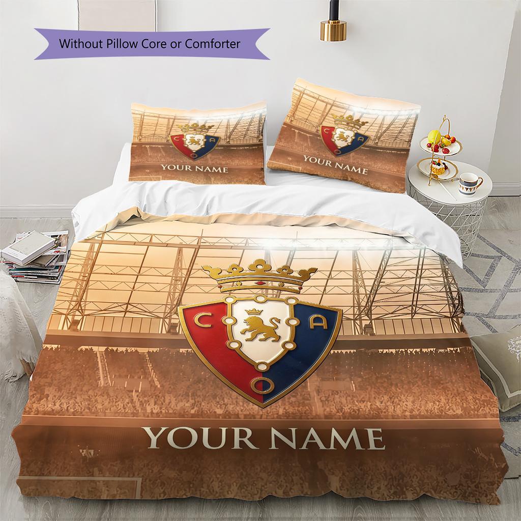 Custom Name CA Osasuna Pattern Bedding Quilt Set Home Decoration Gift (1 * Duvet Cover + 2 * Pillowcase Without Core)