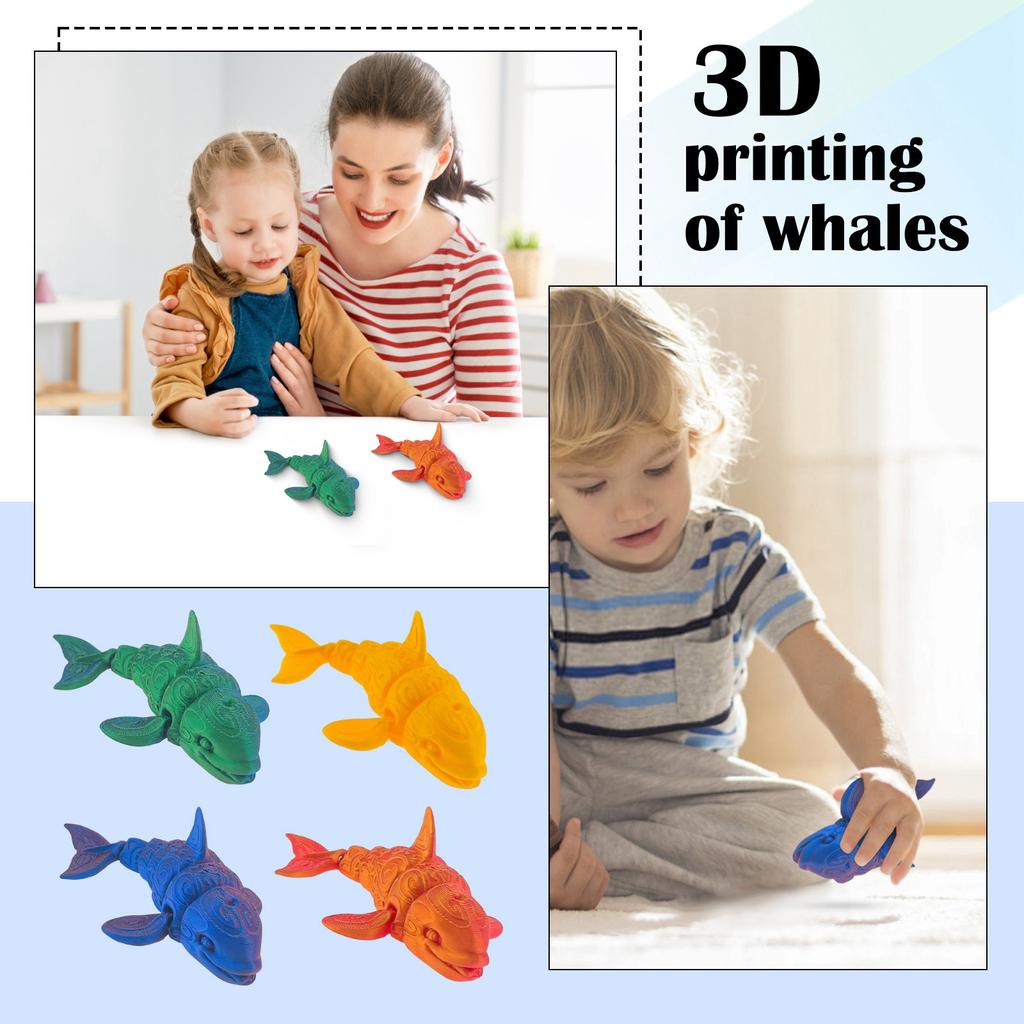 3D Printed Whale Toy, Foldable 3D Printed Whale Toy, Flexible Whale Statue Toy For ADHD, Home Decoration