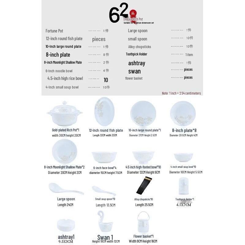 

ZISIZ Charming Peony Bone China Dinnerware Set